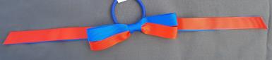  Hair Bows Ponytail Bow Red & Royal Blue on Elastic Image 1