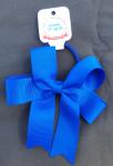Hair Bows - Simple Bow Hair Tie Blue on Elastic image