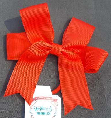  Hair Bows Simple Bow Hair Tie Red on Elastic Image 1
