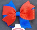 Hair Bow Swallowtail Bow Hair Tie Red & Blue on Elastic image