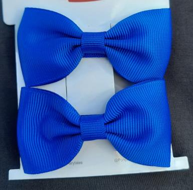  Hair Bows  Royal Blue Bowtie 2pk on clips Image 1