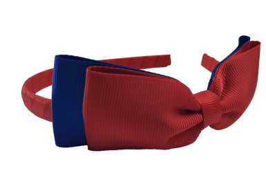  Hair Bows  Red & Royal Blue Headband with Bowtie Image 1