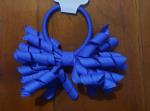 Hair Bow curly Tie Royal Blue on Elastic image